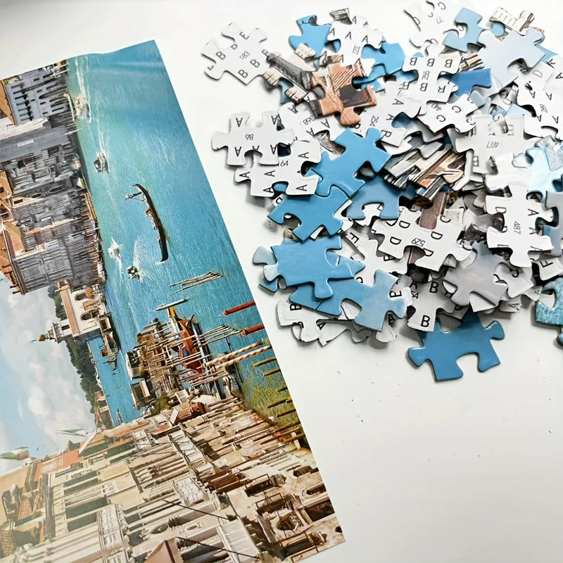 1000pcs Venice Canal Puzzle - Large Jigsaw with Venice Grand Canal Scene, Venice Italy Landmarks Challenge for Adults & Families