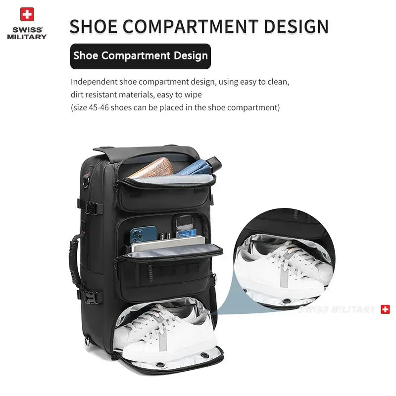 17 in SWISS MILITARY Men Travel Backpack Waterproof Business USB Laptop Backpack