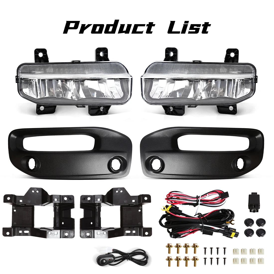 DLAA For Dodge Ram 2500 2019 2020 2021 2022 2023 2024 LED Car Fog Lamps Front Bumper Headlights DRL Daytime Running Lights 12V