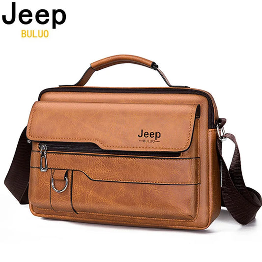 JEEP BULUO Men's Crossbody Shoulder Fashion Business Messenger PU Leather Bags