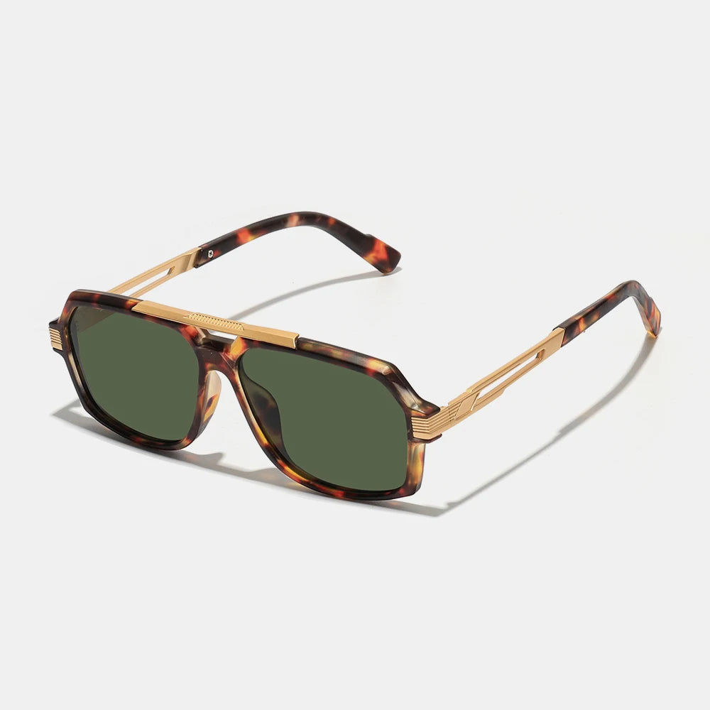 Ruiao Double-Bridge Pilot Sunglasses UV400 Fashion Gradient Shades Metal Frame Unisex Sun Glasses for Men And Women Driving