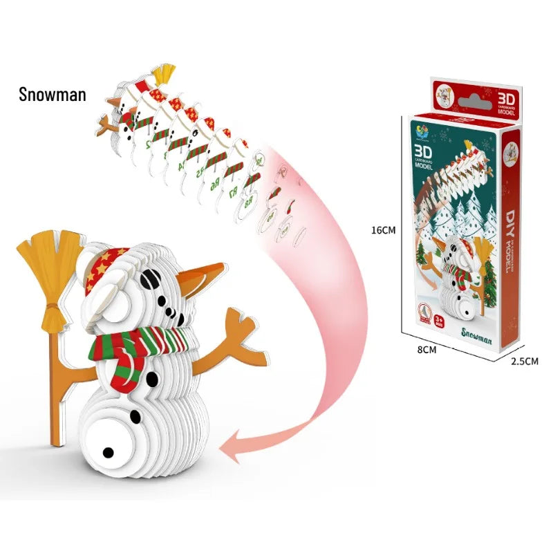 3D Merry Christmas Puzzle Children's Paper Christmas DIY Advanced Puzzle Enlightenment Kindergarten Toy Educational Toys