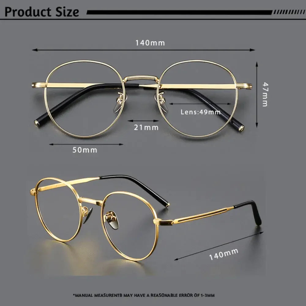 CATERSIDE Vintage Men's Optical Glasses High-Quality Round Metal Titanium Frame Customized Prescription Glasses Women's Eyewear