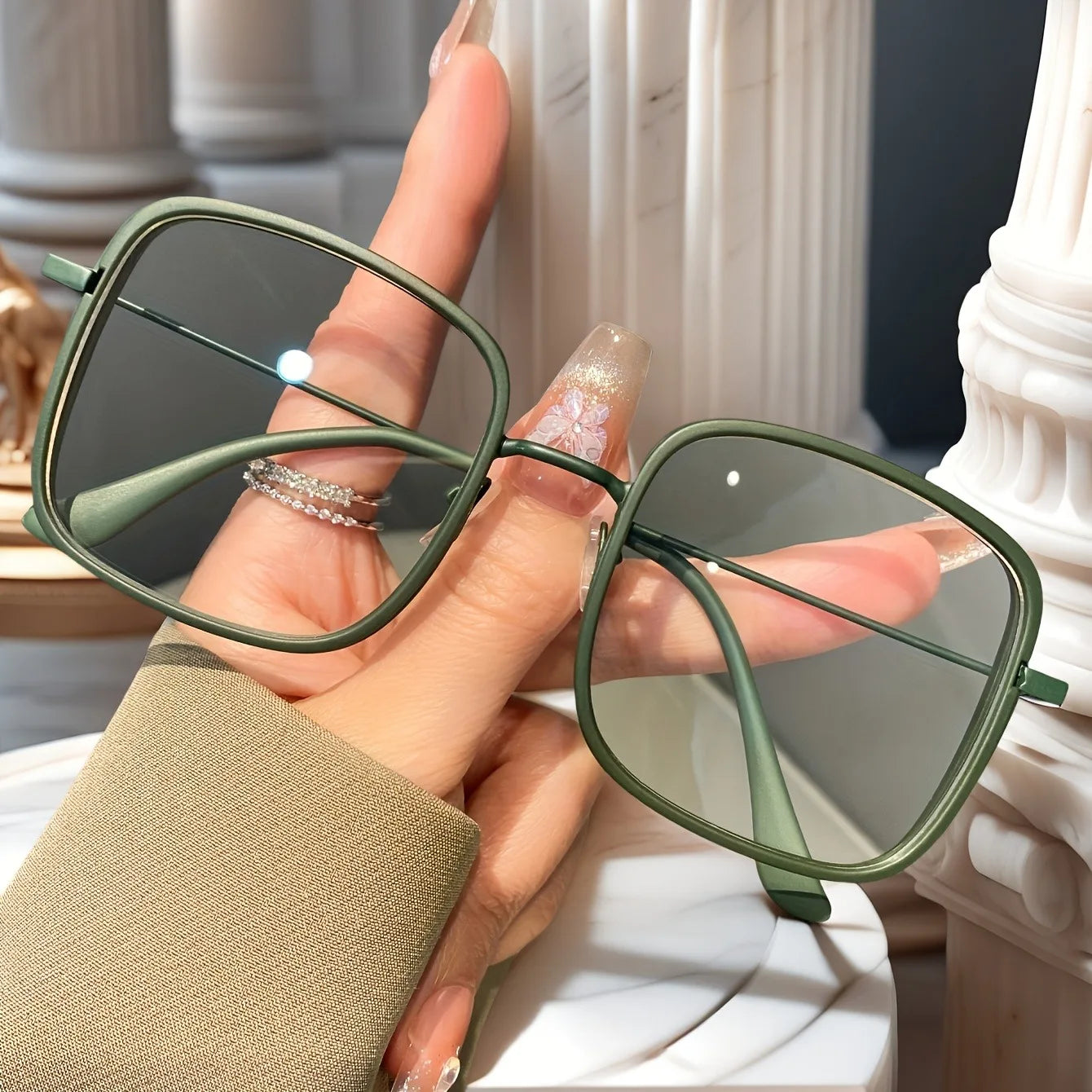 Stylish Square Full-Rim Glasses with Clear Blue Light Blocking Lenses, Perfect for Daily Use, Office, and Study