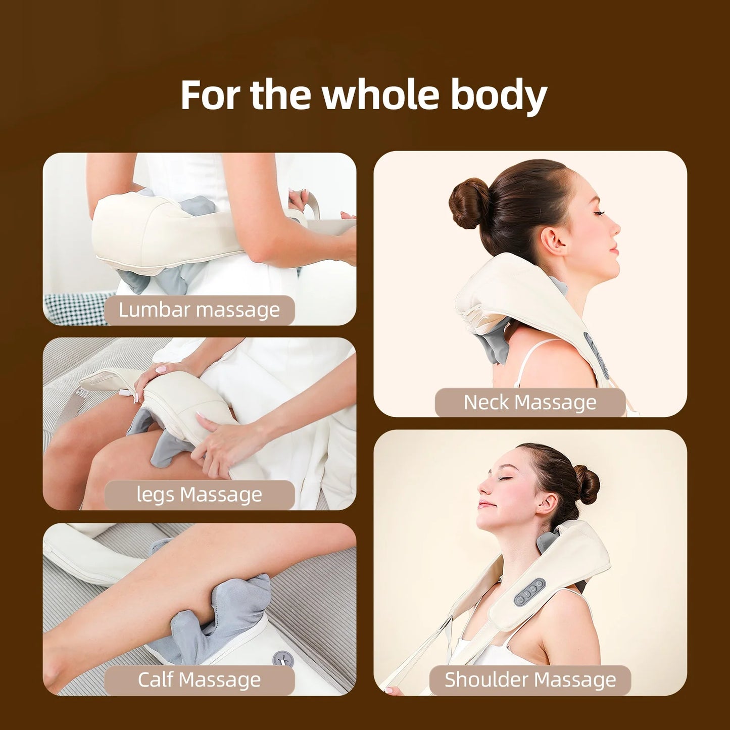 Foreverlily 26W Brushless Motor Neck And Shoulder Massager Wireless Shoulder And Back Kneading Massage Shawl Neck masajeador