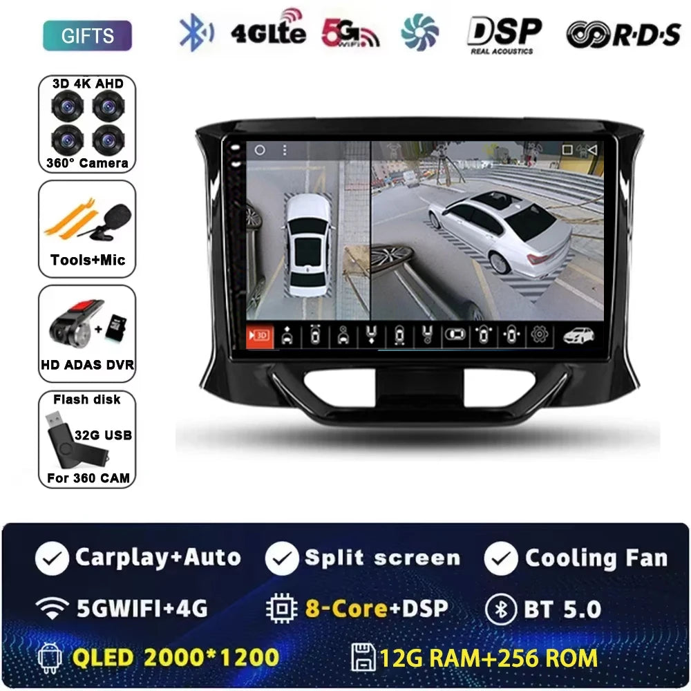 For LADA Xray X ray 2015 - 2019 Android 15 Car Radio GPS Navigation QLED Carplay Auto Multimedia Stereo Player BT