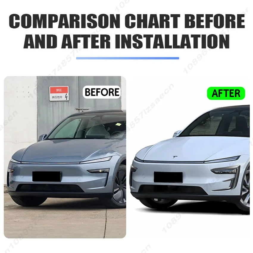 Fog Light Frame Spoiler For Tesla Model Y Juniper 2025-2026 Front Bumper Fog Light Splitter Trim Cover Diffuser Body Kit Black