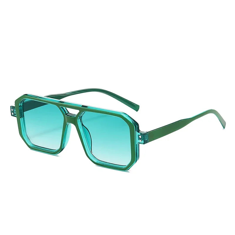 JNPCXI New Retro Double Bridges Square Men Punk Sunglasses Fashion Clear Gradient Shades UV400 Women Brand Designer Sun Glasses