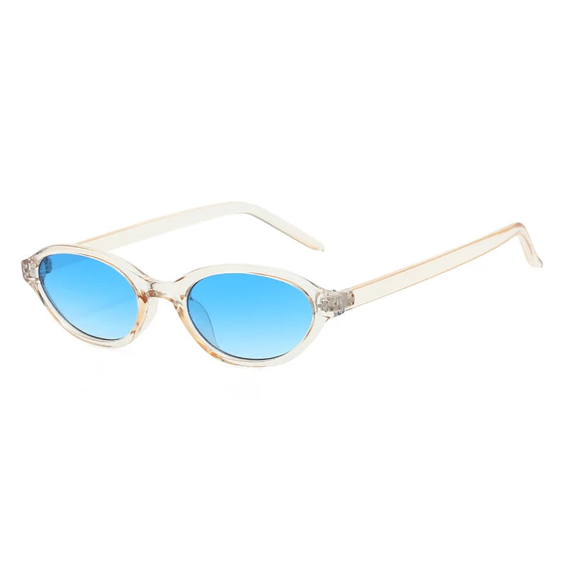 JNPCXI New Fashion Small Oval Sunglasses Women Ins Popular Retro Rivets Men Candy Color Punk Sun Glasses Clear Lens Frame UV400