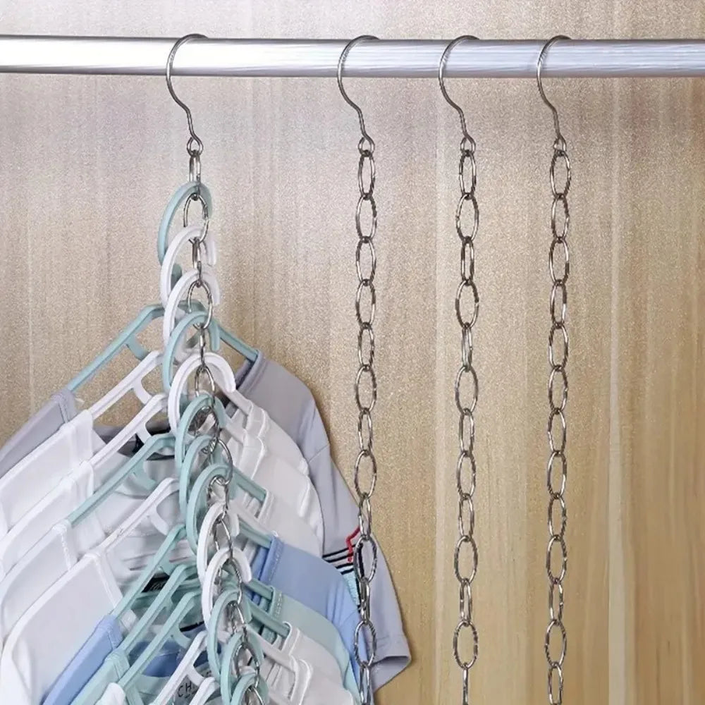 1/2pcs Stainless Steel Clothes Hanger Organizer, Space-Saving Foldable Wardrobe Rack for Efficient Clothing Storage