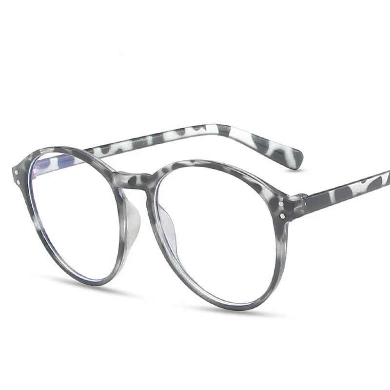 Men's and Women's Retro Rivet Lightweight Round Frame Anti Blue Light Glasses Suitable for Casual Wear