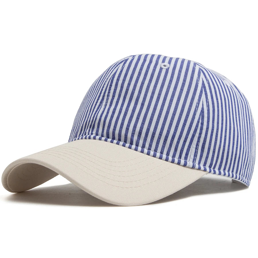 Striped Baseball Cap For Men Women Vintage Beige Brim Casual Soft Dad Hat Snapback Spring Summer Cap Visor Fashion Daily Wear