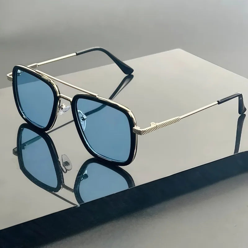 2/1 Pair of Men's Classic Style Metal Frame Glasses, Double Bridge Design - Suitable for Daily Commuting