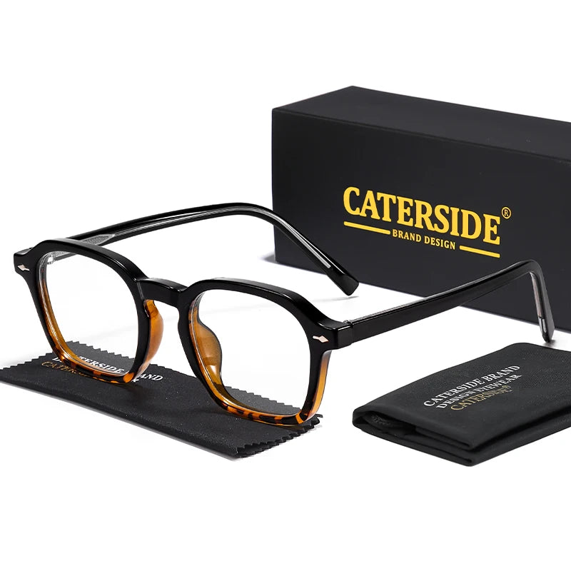 CATERSIDE Square Men's Optical Eyeglass Frame Retro High Quality Brand Eyewear Women's Anti Blue Light Decoration Glasses