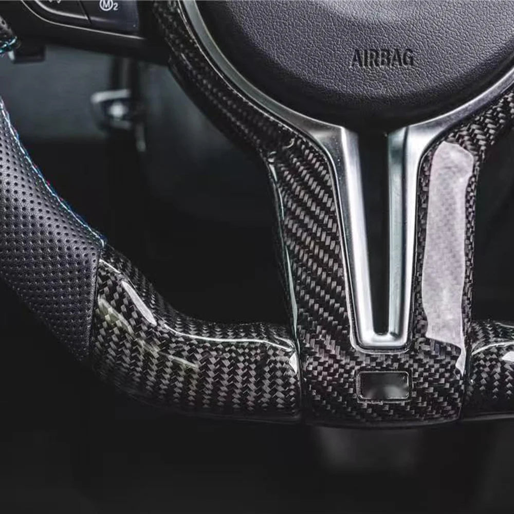 Carbon fiber steering wheel trim cover For BMW F20 F22 F30 F31 F32 F33 F36 F10 F18 F06 F01 F12 F13 F15 F16 F25 F26 F80 F87 F82