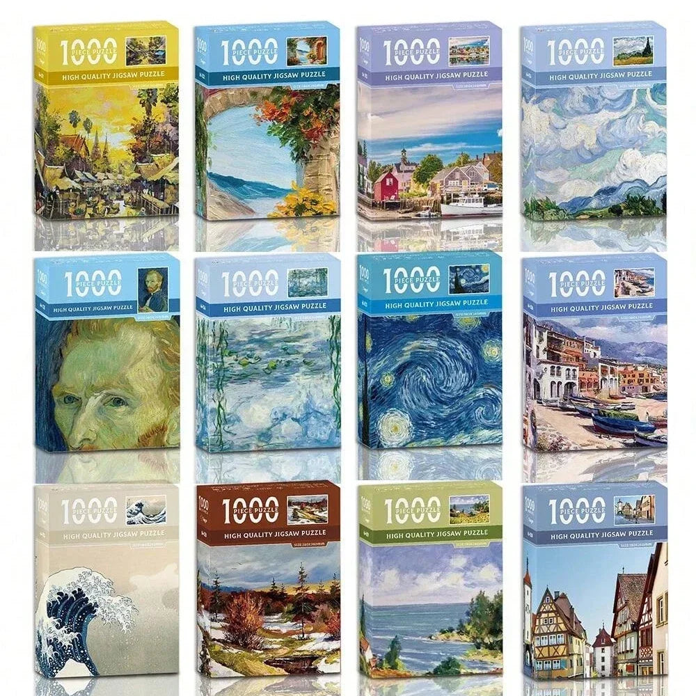 38*26cm Mini Jigsaw Puzzle 1000 Pieces for Adults Famous Oil Painting Van Gogh Puzzle Christmas Gift Toy Educational Toys