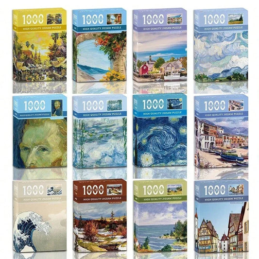 38*26cm Mini Jigsaw Puzzle 1000 Pieces for Adults Famous Oil Painting Van Gogh Puzzle Christmas Gift Toy Educational Toys