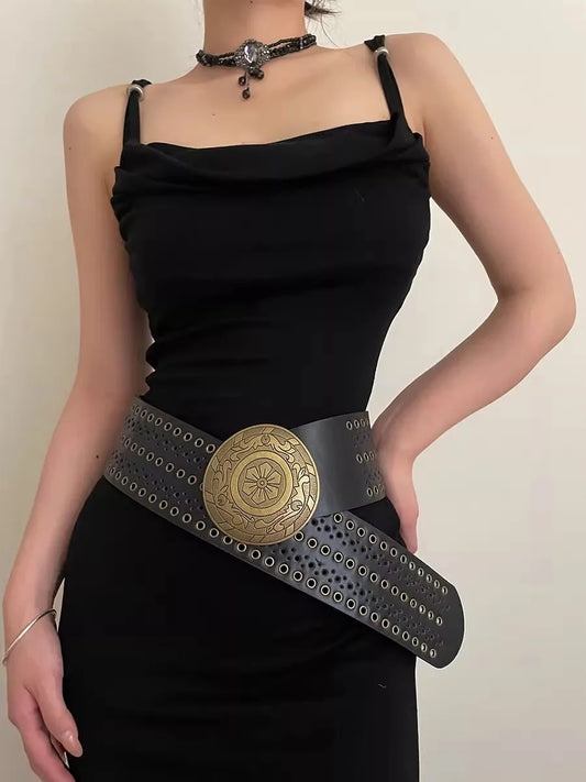 Fashionable Rivet Hollow Out Belt For Women Versatile New Style With A Unique Design Slimming Belt For A Minority Of People
