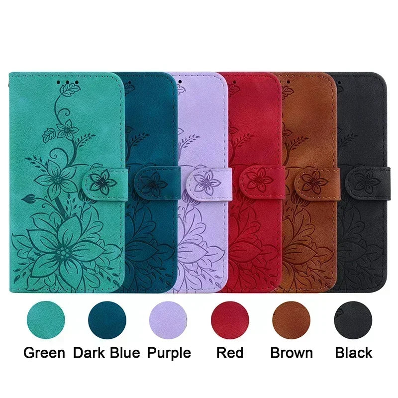 Wallet Flip Cover Flower Case For Redmi 14C Magnetic Leather Phone Cases Lily