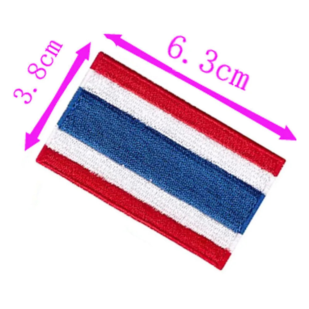 1pc Thailand Country Flag Embroidery Patch 6.3cm Wide High Quality Iron On Sew On Backing/Hand Craft/Applique/Hot Cut