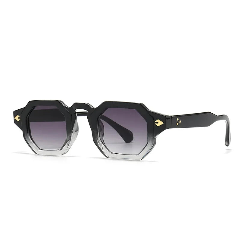 JNPCXI New Arrival Retro Polygon Square Women Rivets Sunglasses Gradient Shades UV400 Men Brand Designer Punk Sun Glasses