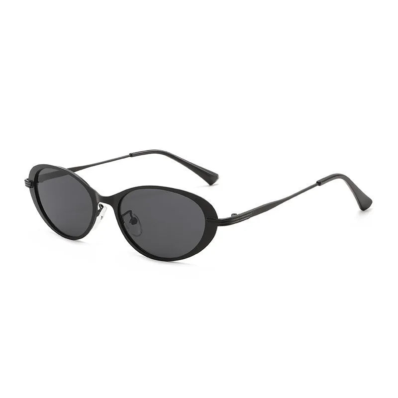 JNPCXI New Small Oval Metal Sunglasses for Men Women Fashion Candy Color Punk Sun Glasses Clear Lens Frame UV400
