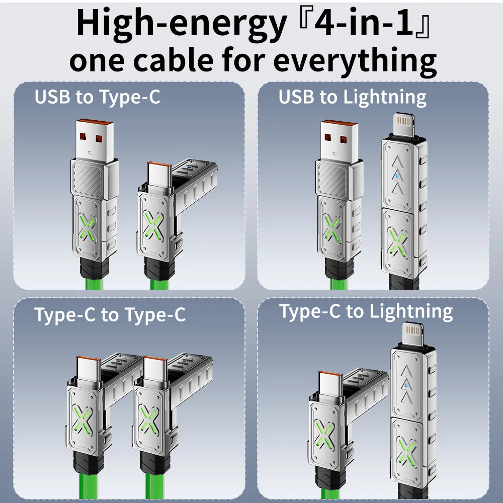 240W 4-in-1 SuperFast Charging Cable USB-C To Type-C Cable Iphone Samsung Xiaomi