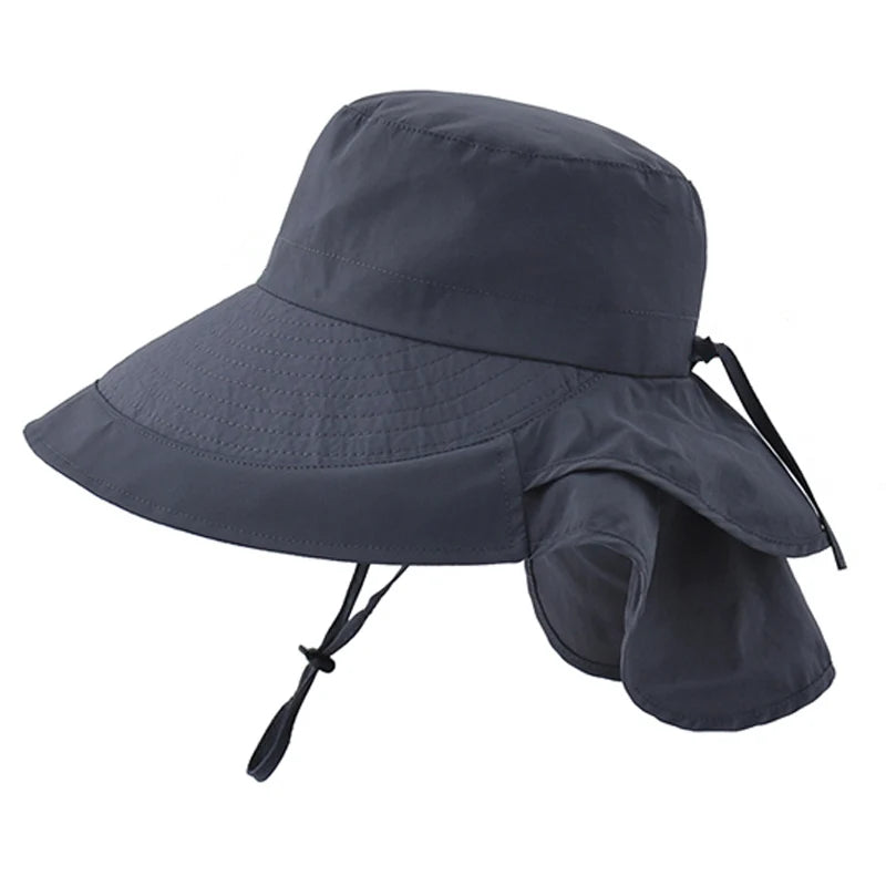 European and American summer women's mountaineering big brimmed fisherman hat for outings, sun protection hat, outdoor sun hat