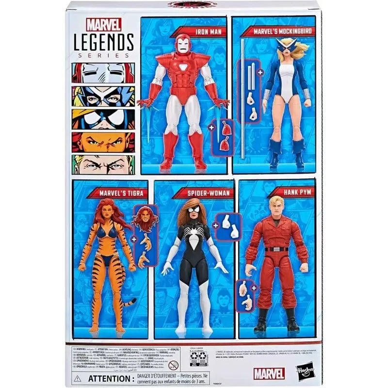 Original Hasbro Marvel Legends Series The West Coast Avengers (Ironman Tigra Spider-Woman Mockingbird Hank Pym) Anime Fiqure Toy