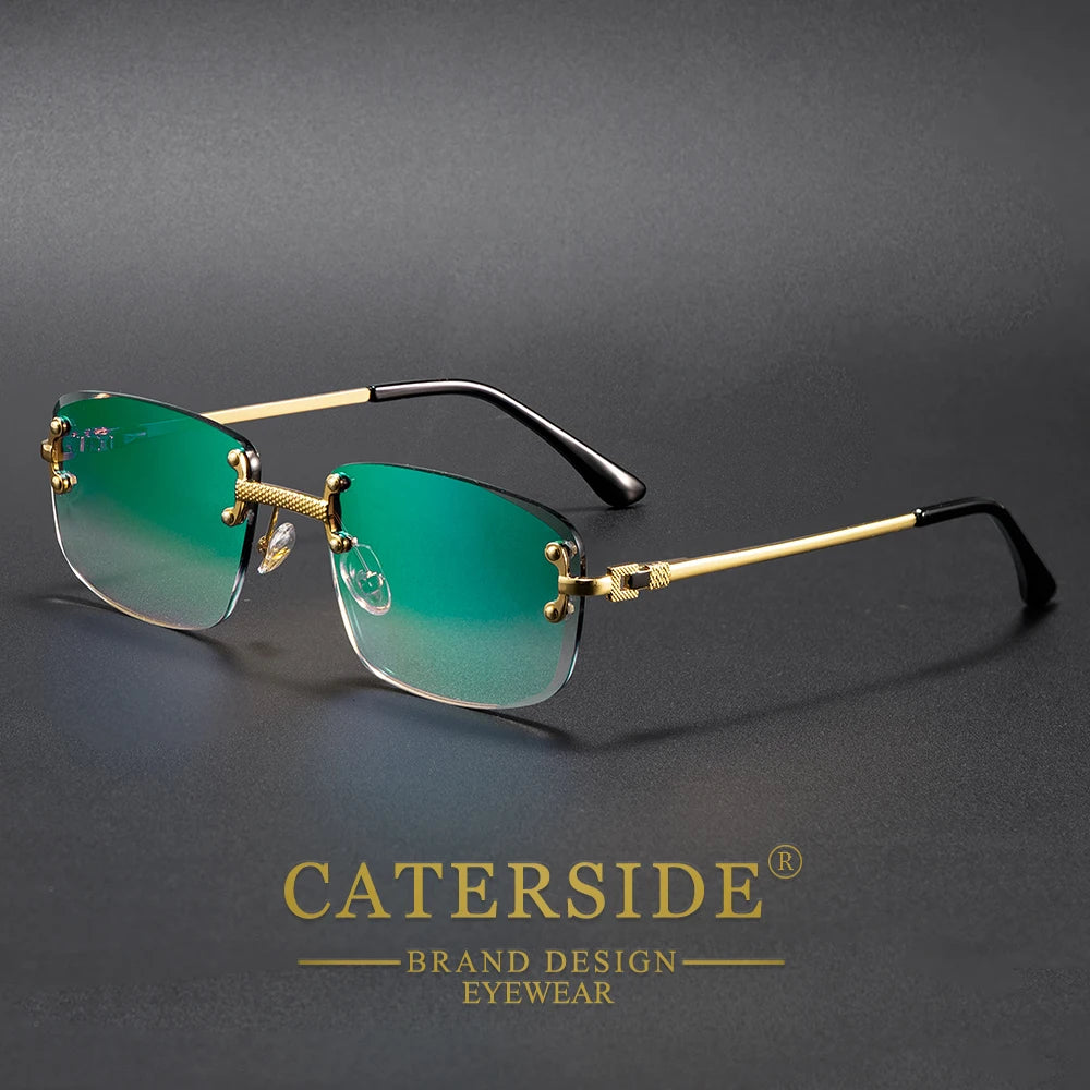 CATERSIDE Fashion Frameless Sunglasses Men Women Luxurious Outdoor Party Sun Glasses Metal Frame Mirror Gradient Lens Eyewear