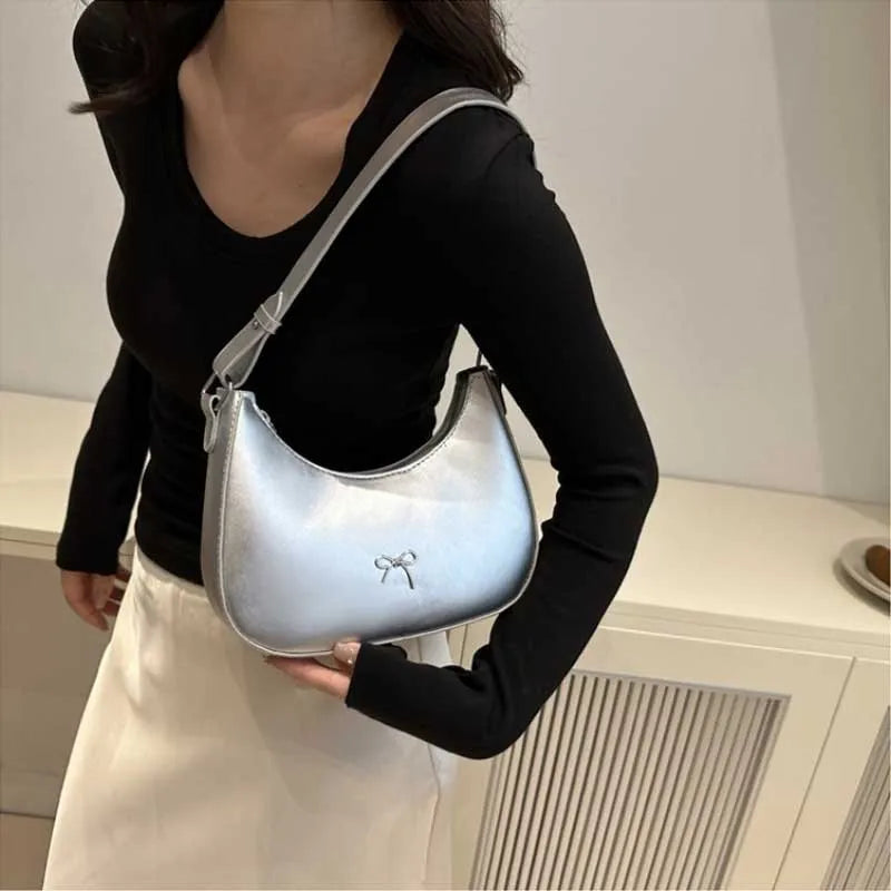Bowknot Armpit Bag Korean Underarm Bag Luxury PU Leather Y2K Handbag Girls Shoulder Bag Clutch Purse Bolsa Feminina 2026