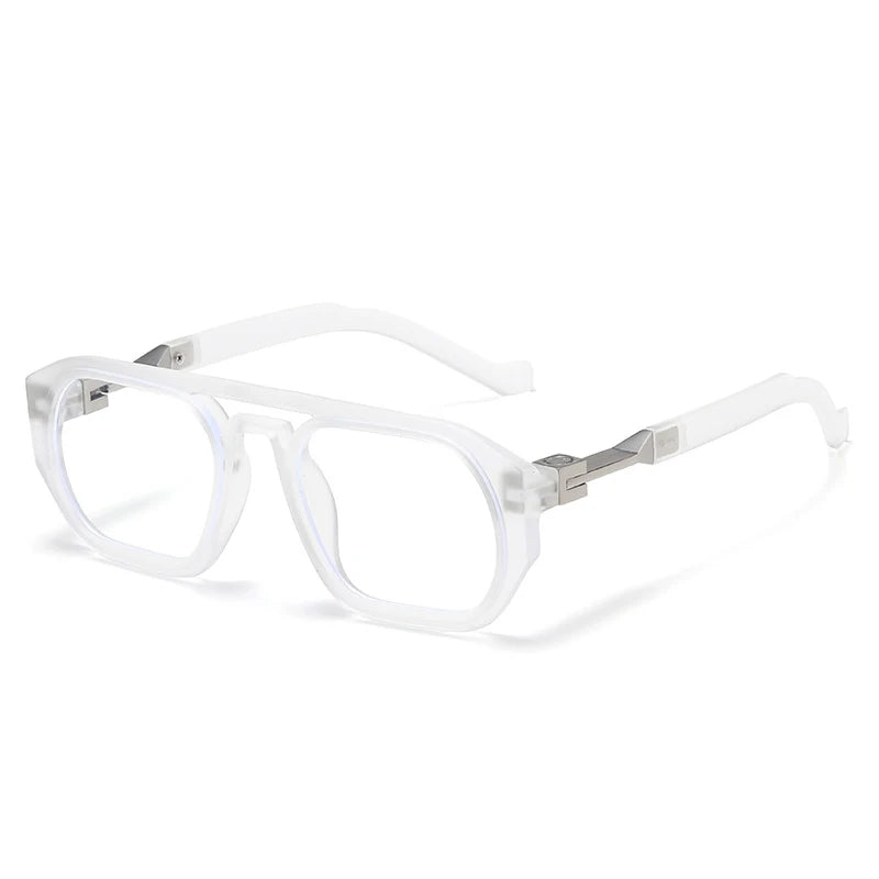JNPCXI New Retro Polygon Square Double Bridges Women Sunglasses Shades Black Fashion Clear Gradient Lens Men Trending Frame