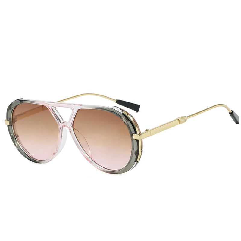 JNPCXI Ins Popular Fashion Double Bridges Women Luxury Sunglasses Brand Designer Oval Hollow Shades UV400 Men Sun Glasses
