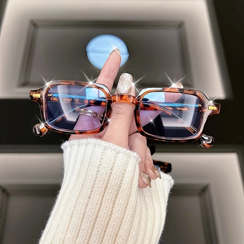 1pc Square Sun Glasses Women Popular Street Shooting Leopard Print Anti UV Fashion Sunglasses Unisex Eyewear Glasses