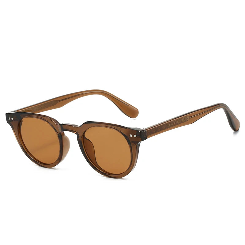 JNPCXI Round Women Luxury TR90 Sunglasses Shades UV400 Retro Rivets Men Sun Glasses