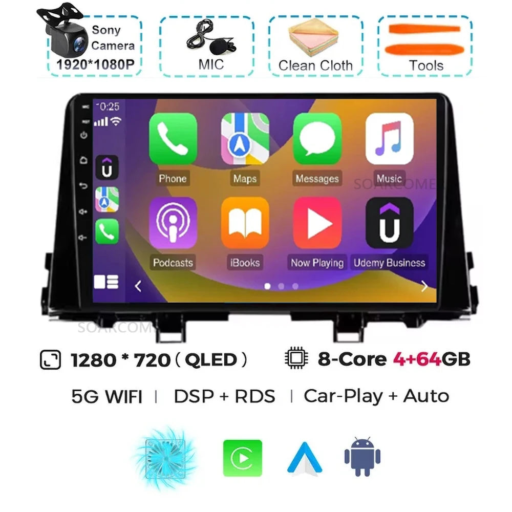 Android 15 For Kia Morning 3 Picanto 2015-2020 2K QLED Android Car Radio Multimedia Video Player GPS Stereo 4G CarPlay Head Unit
