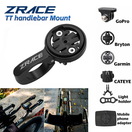 ZRACE TT Handlebar Computer Mount Out Front Holder for IGPSPORT Garmin Bryton GoPro CATEYE Camera - Black