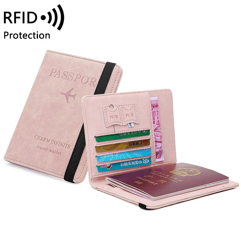 Women Men Travel Passport Holdr Cover Case RFID PU Leather Card ID Secure Wallet