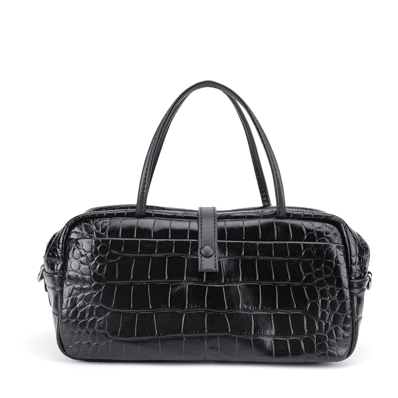 Luxury Designer Genuine Leather Crocodile Pattern Baguette Crossbody Bag women's new portable Boston bag commuter armpit bag