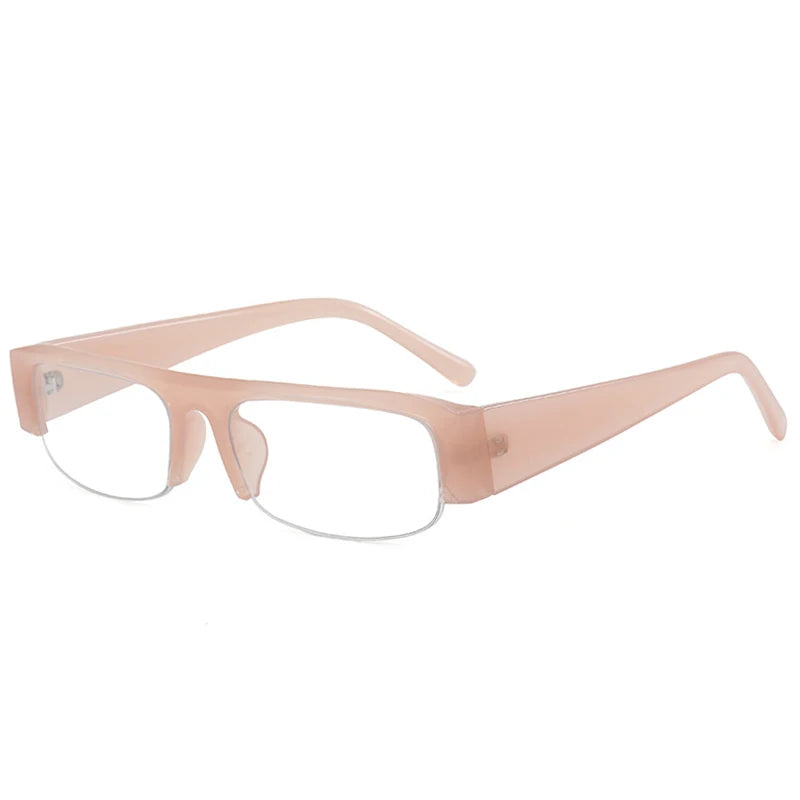 JNPCXI Vintage Small Rectangle Sunglasses Women Shades UV400 Fashion Clear Lens Men Half Frame Eyewear