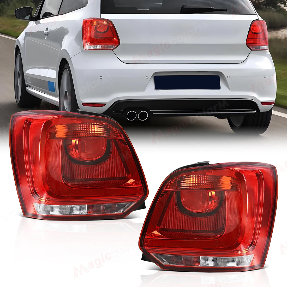 For Volkswagen VW Polo 6R 2009 2010 2011 2012 2013 2014 Taillights Brake Rear Tail Lights Assembly Car Accessories 12V No Bulbs