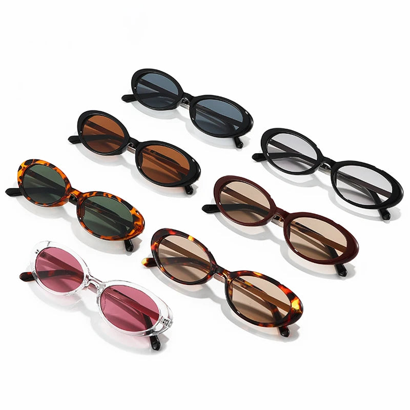 JNPCXI New Retro Oval Sunglasses Women Gradient Leopard UV400 Fashion Punk Men Trending Sun Glasses