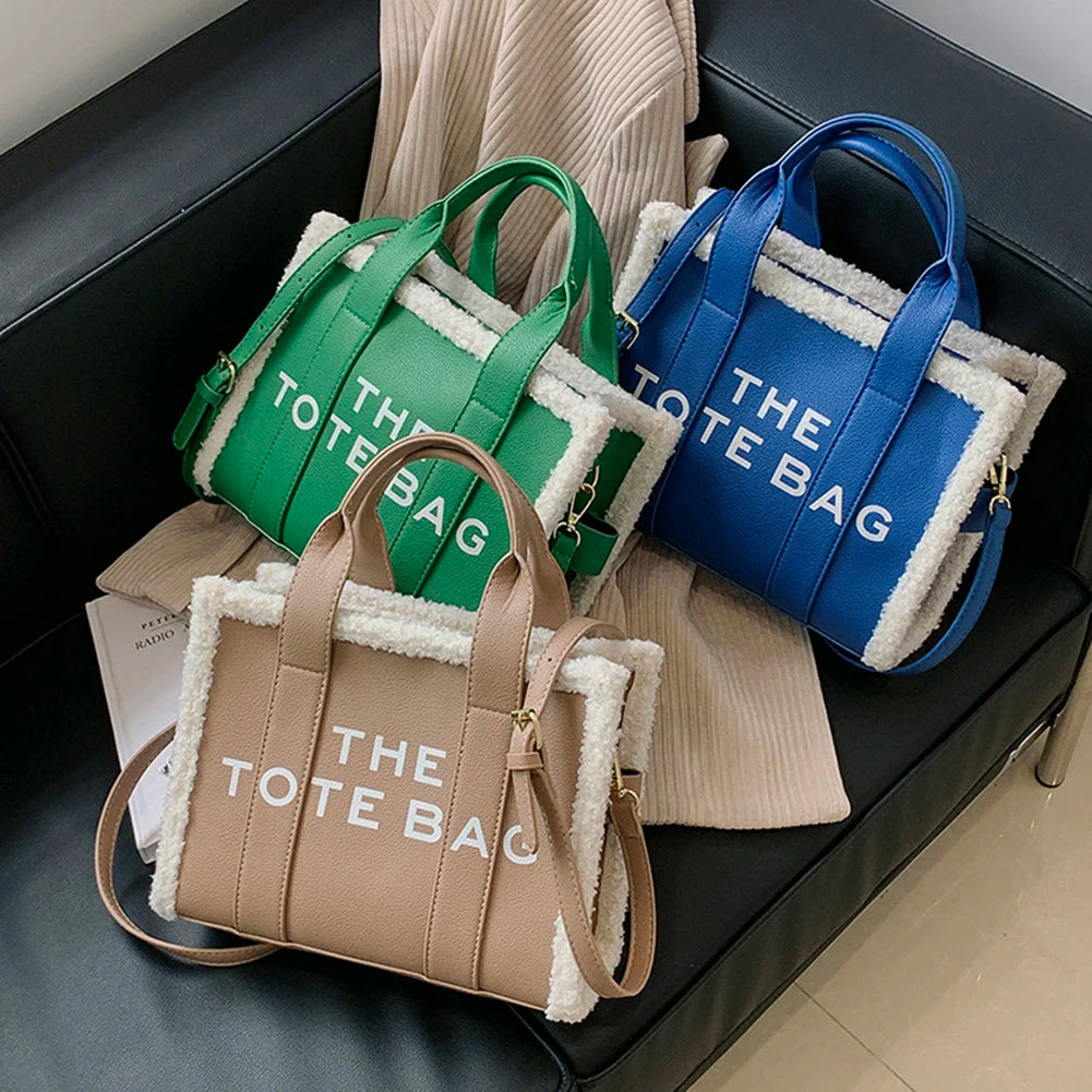 Orange PU Leather Commute Bag Fashion Letter Casual Soft Girls Shop Square Bags