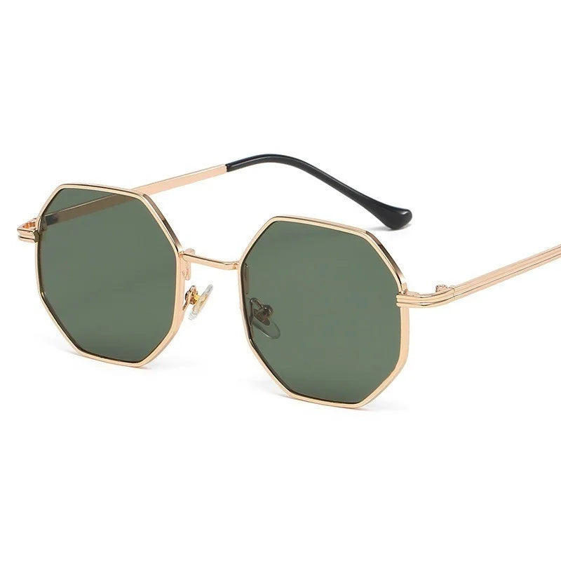Unisex Retro Octagonal Metal Polygon Square Sunglasses