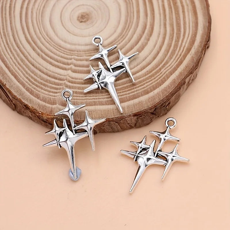 12pcs Silvery Plated Star Charms Polestar Pendants for Jewelry Making DIY Handmade Necklace Earrings Accessories