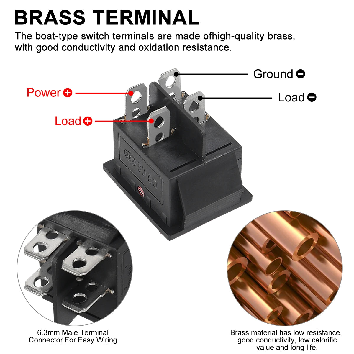 5pcs Rocker Switch AC 10A/125V 6A/250V DPST 4 Pins 2 Position ON/Off Red LED Light Illuminated Boat KCD4 Rocker Switch Toggle