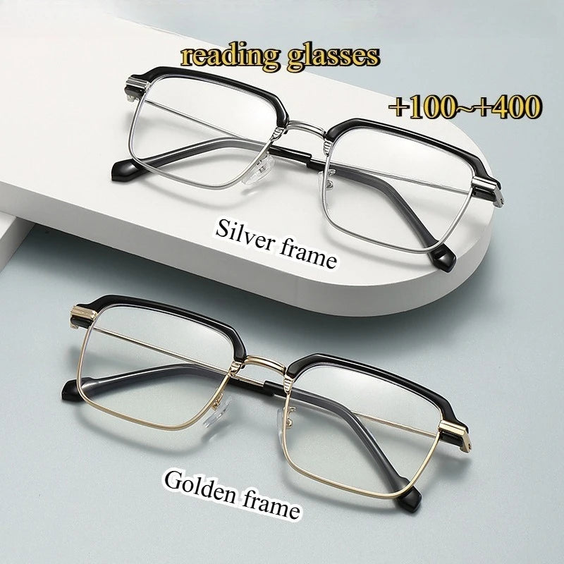 High-Definition Photochromic Eyebrow Frame Reading Glasses for Men & Women Presbyopic Strength +100 to +400