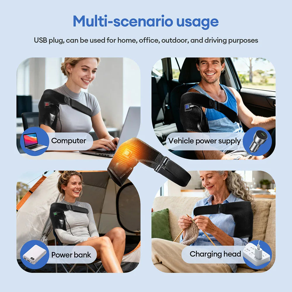 Smart Heated Massage Brace Shoulder 3 Gear Temperature Adjustment Heated Shoulder Pad Hot Compression Shoulder Heating Pad