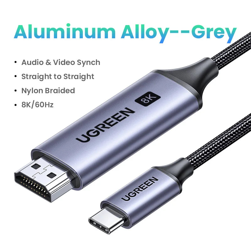 USB C to 4K 8K HDMI-Cable 8K/60Hz 4K/120Hz MacBook Pro iMac iPad Pro Samsung