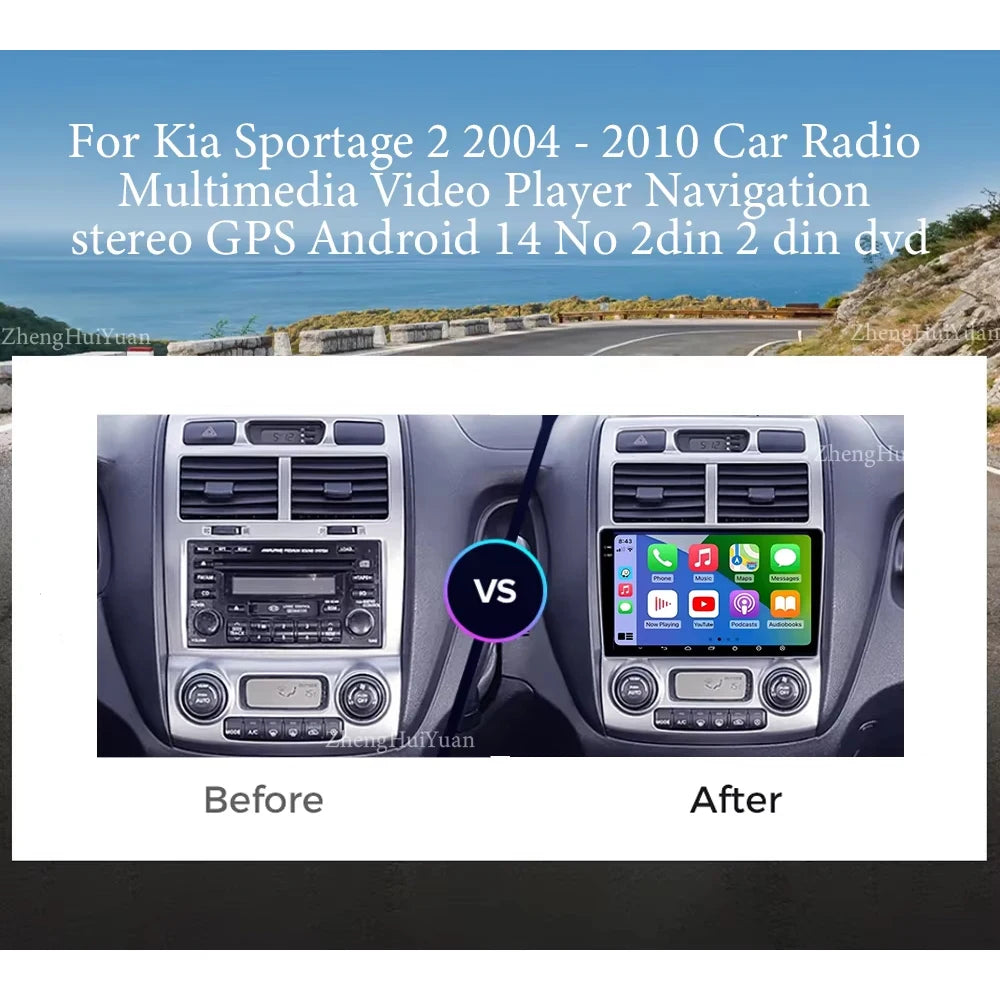 For Kia Sportage 2 2004 2005 2006 2007 - 2010 2K 12+256 QLED Android 16 CarPlay Car Radio Multimedia Video Player GPS stereo 4G